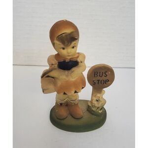 Vintage Girl at Bus Stop- 1960s hummel‎ style Figurine- Hard Plastic